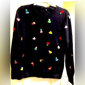 Talbots Navy Blue Sweater with pom hats